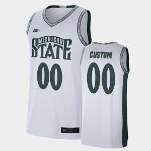 Men's Custom Michigan State Spartans #00 Nike NCAA Retro White Authentic College Stitched Basketball Jersey FN50J03HE